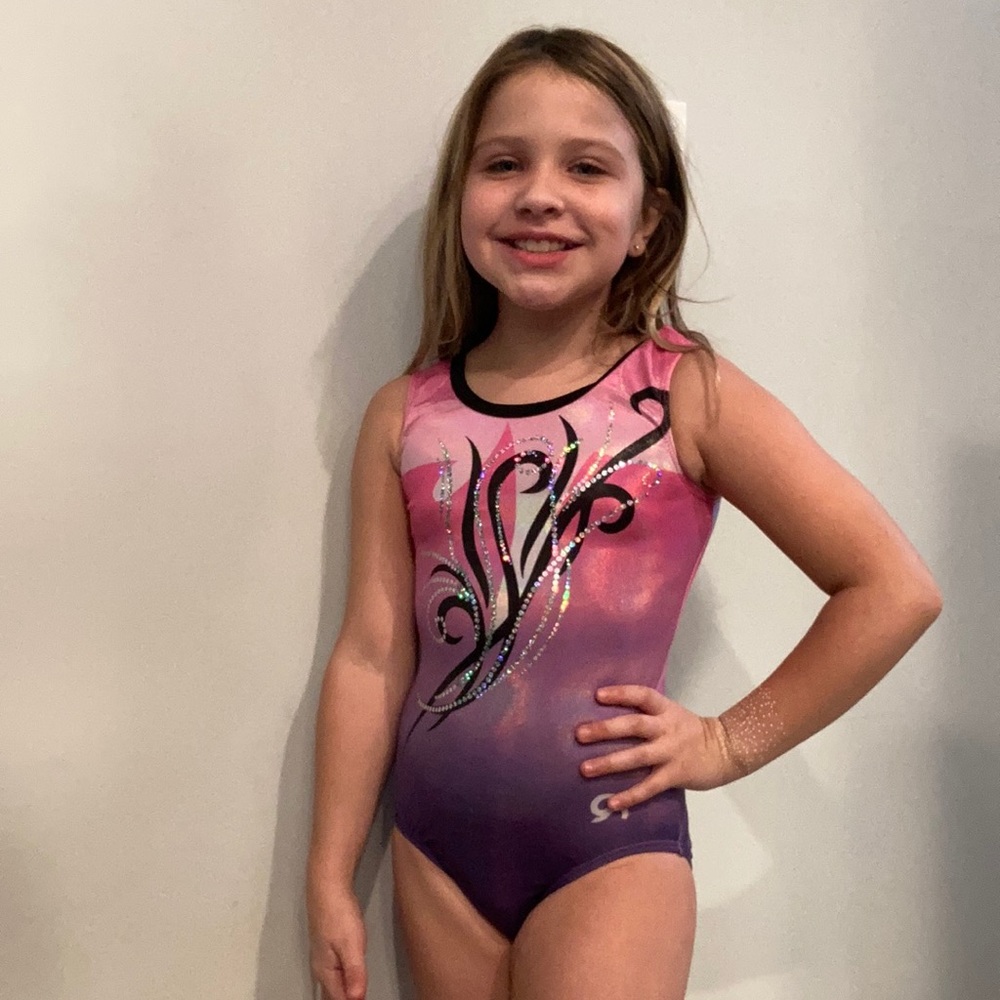 This is a Gk gymnastics leotard. It has been gently used.